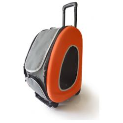 Ibbiyaya складная сумка-тележка 3 в 1 для собак до 8 кг (сумка, рюкзак, тележка) оранжевая